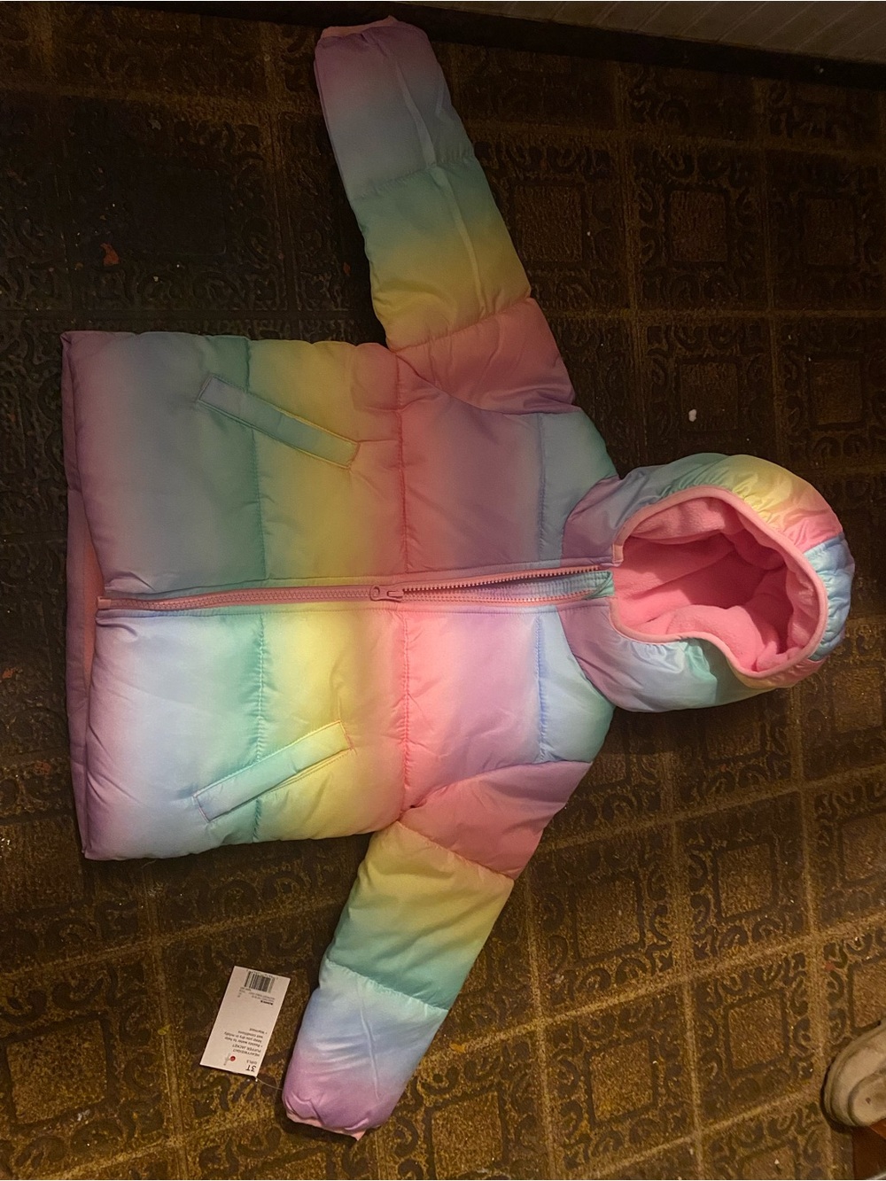 jumping beans Pastel Rainbow Ombre Puffer Jacket - Pink, Yellow, Blue, Purple